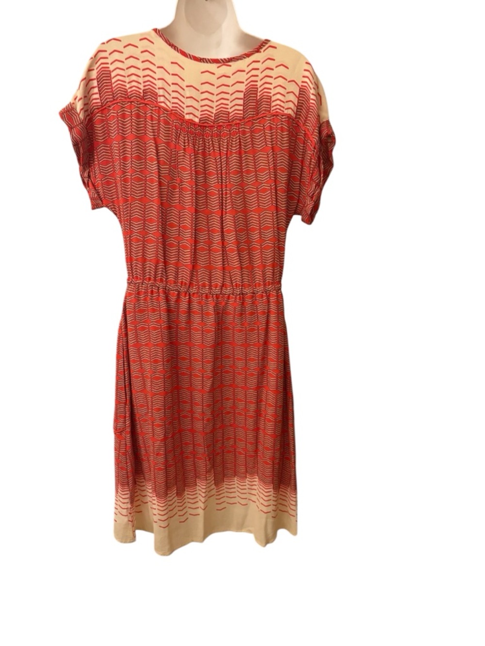 Maeve Red and Cream Striped Button-Front Dress - Picture 2 of 5